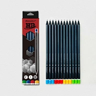 12pcs black body graphite pencil with dipped